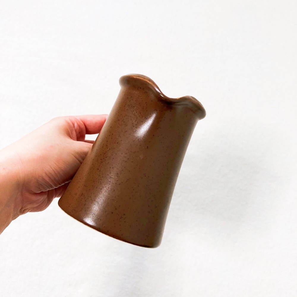 4/$22 Vintage Brown Speckle Mocha Stoneware Creamer Oven Table Dishwasher Safe - Picture 3 of 8